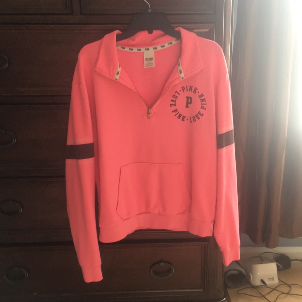 PINK Hot Pink Quarter Zip Sweatshirt